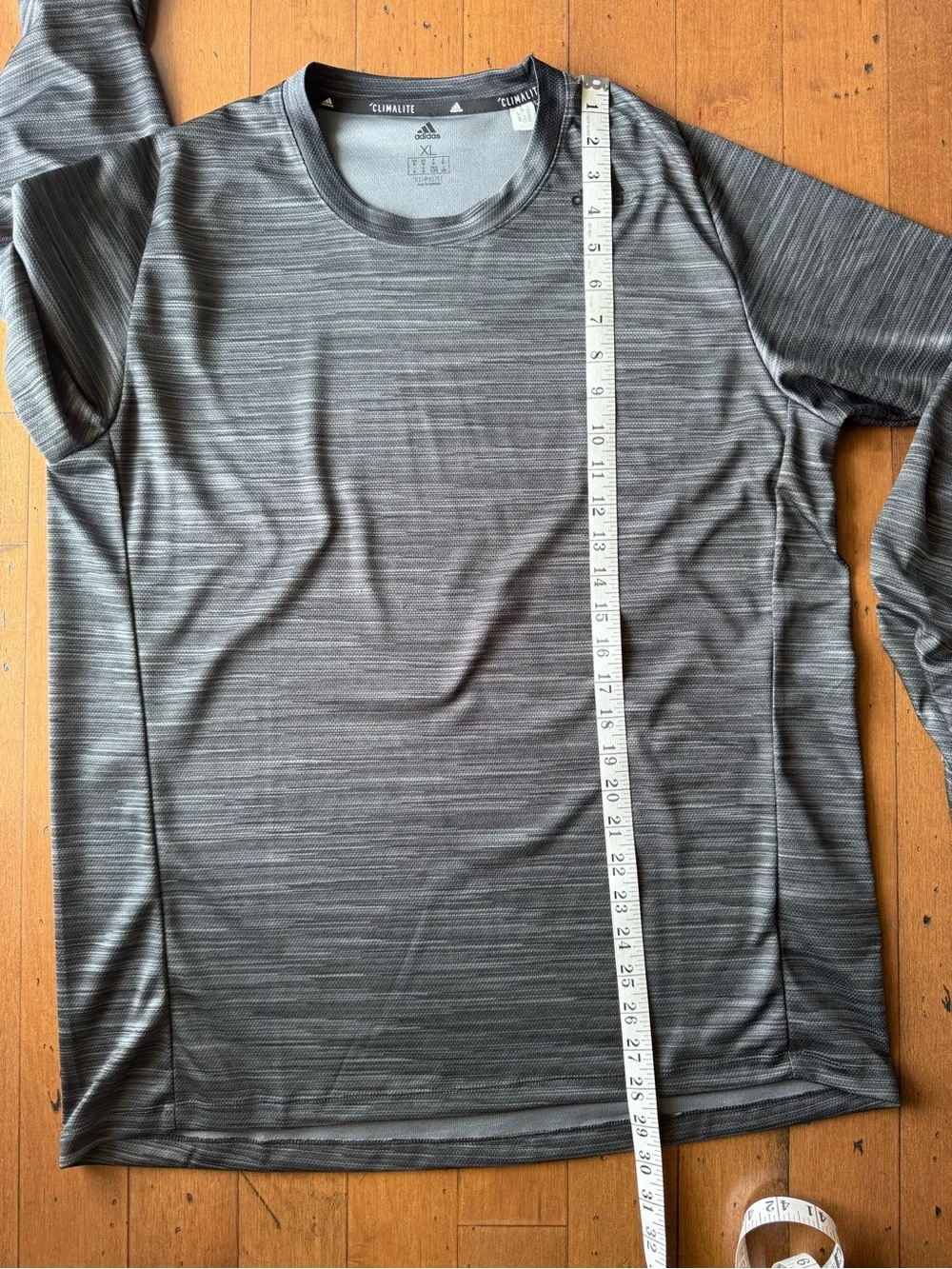 adidas Men’s Heather Gray/Black Long-Sleeve Climalite Top